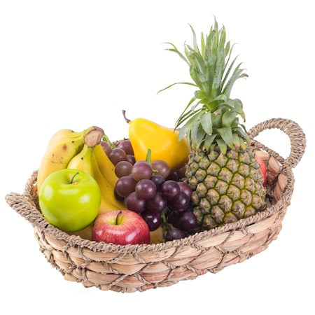Vintiquewise Seagrass Fruit Bread Basket Tray with Handles, Medium QI003546.M